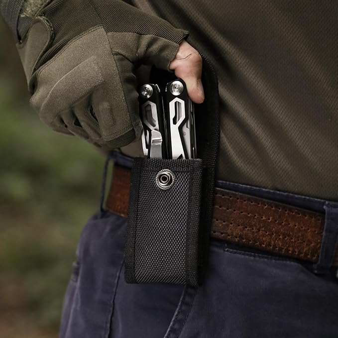 16-in-1 Compact Multitool, Full-Size, Multi Tool for DIY, High-Grip Black Handle - EDC/Hiking/Garden Essential/Outdoors