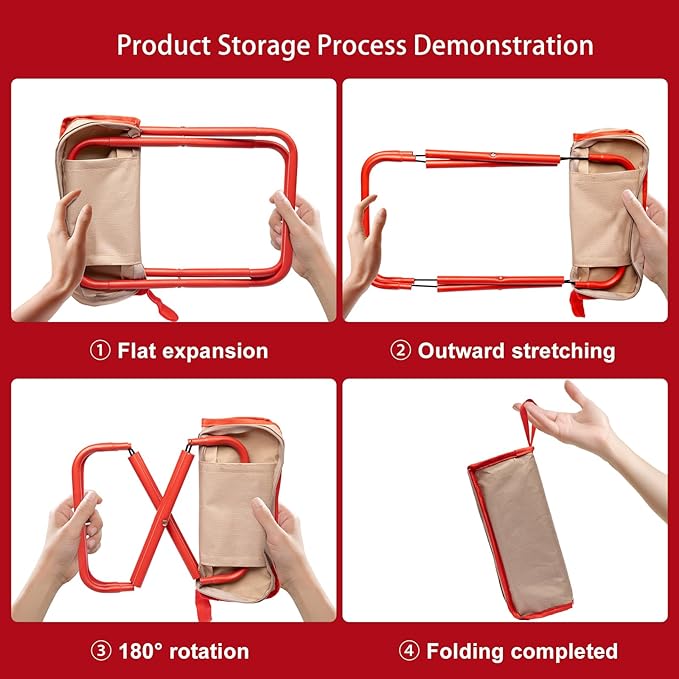 Camping Stool,Mountaineering and Hiking Portable Stools 13.5“ Portable Folding Stools for Outdoor Gardening and Beach Hiking Fishing,Foot Stool with Carry Bag to 330LB (13.5 inch)