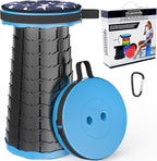 ALEVMOOM Camping Stool with Cushion,Portable Telescoping More Sturdy Capacity 440Ib,Retractable Collapsible Adjustable Folding Stool for Hiking Fishing Garden BBQ