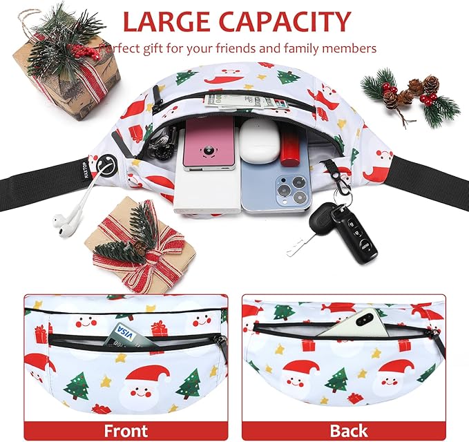 MAXTOP Large Crossbody Fanny Pack with 4-Zipper Pockets,Gifts for Enjoy Sports Festival Workout Traveling Running Casual Hands-Free Wallets Waist Pack Phone Bag Carrying All Phones