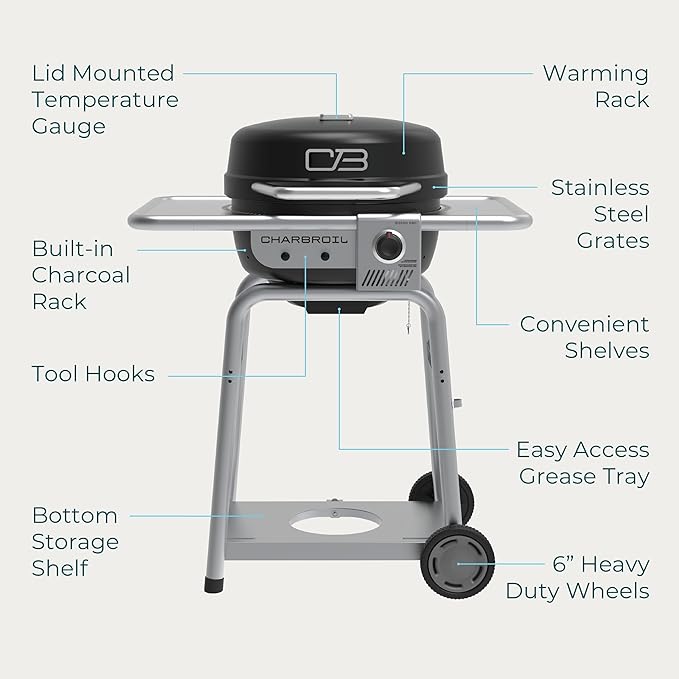 Charbroil Bistro Pro Gas Grill for Small Spaces and Patios, Black - 25302161
