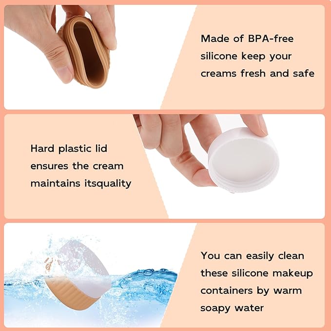 8 Pack Travel Bottles TSA Approved 1oz 3oz Leak Proof Silicone Squeezable Containers in Clear Bag for Cosmetic Face Hand Body Cream