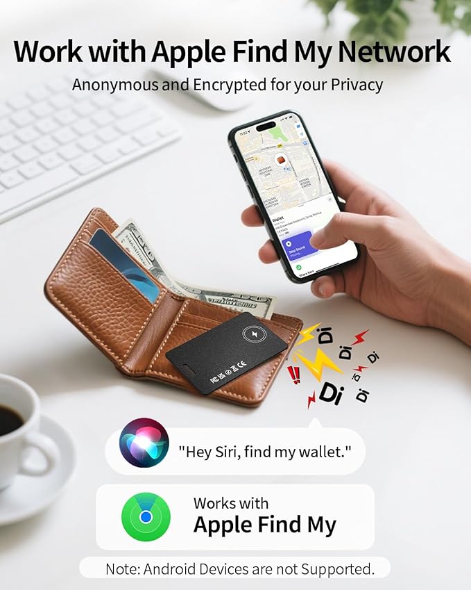 Air Tracker Tag Bluetooth Tracker for Apple Find My, Air Tracker Tag Key Finder Rechargeable (iOS Only) Smart Wallet Tracker Card, Worldwide Tracking for Bags, Passport