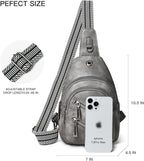 7L Sling Bag For Women Faux Leather Anti Theft Small Casual Daypack Backpack Fanny Pack Crossbody Chest Bags Purse Waterproof Dark Grey