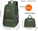 G4Free 40L Lightweight Packable Hiking Backpack, Waterproof Travel Daypack
