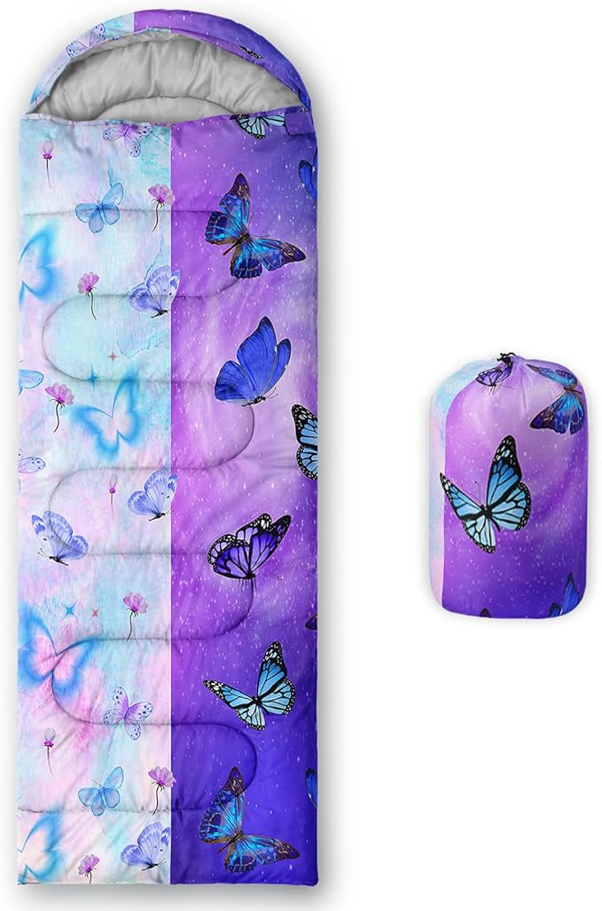 AILONEN Outer Space Astronaut Camping Sleeping Bags,Lightweight & Waterproof,3 Season Warm & Cool Weather,Cartoon Sleeping Bags for Kids,Boys Girls Travelling,Outdoors