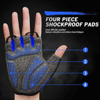 Bike Gloves for Men Women with Anti-Slip Shock-Absorbing Pad, Light Weight Half-Finger Cycling Gloves