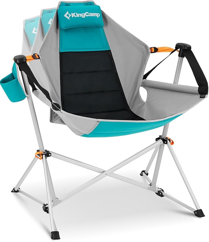 KingCamp Hammock Camping Chair, Swinging Portable Folding Camp Chairs for Adults Max 440lbs Heavy Duty Foldable Oversized Rocker with Aluminum Alloy Frame Cup Holder for Outdoor Beach Patio Sport