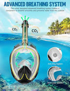 Zenoplige Full Face Snorkel Mask Adults,Dry-Top Snorkeling Gear with Camera Mount,Foldable 180-Degree Panoramic Scuba Mask for Snorkeling Diving Swimming Travel,Snorkel Mask Anti-Fog & Anti-Leak