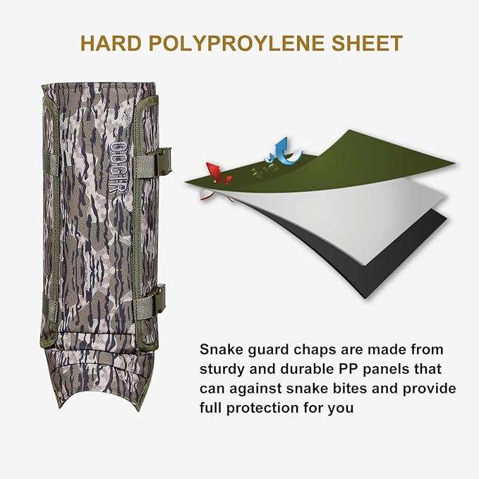 QOGIR Snake Gaiters for Hunting: Durable Snake Guards, Snake Gaiter Leggings for Men & Women, Snake Bite Protection for Lower Legs, Snake Proof Gaiters with Adjustable Size