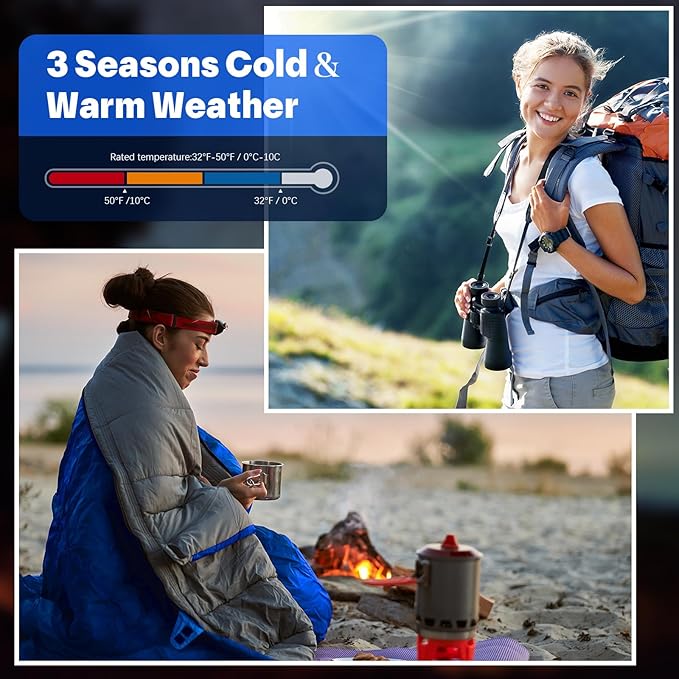 Macarrie 10 Pcs 0 Degree Camping Sleeping Bags Bulk for Adults Cold Weather 4 Season Warm Sleeping Bag with Compression Sack for Homeless Donation Shelter Emergency Hiking