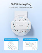TROND 360° Rotating Wall Outlet Extender 2 Pack, 6AC Outlet Splitter with 2 PD20W USB C Charger and 2 USB A Ports, 900J Surge Protector, 3-Way Sideways Plug Adapter for Kitchen, Bathroom, Bedroom