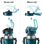 GOSWAG Insulated Sports Water Bottle, 24oz 2 Lids(with Straw/No Straw), Stainless Steel Water Bottles with Paracord Handle, Insulated Bottle with Double-Wall Vacuum Insulation