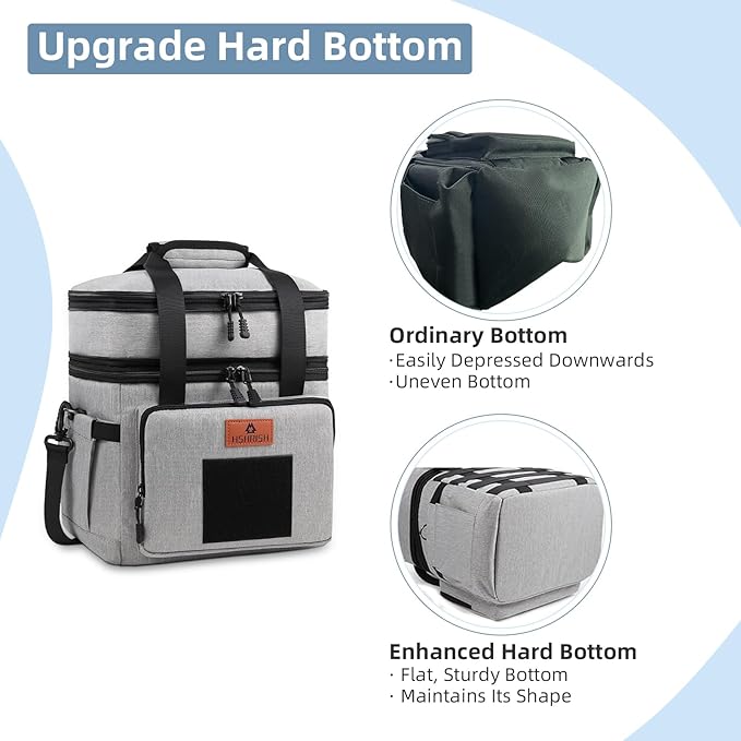HSHRISH Lunch Box for Men, Women Double Deck Heavy Duty Large Insulated Tactical Lunch Bag Durable Cooler Bag With Shoulder Strap for Adults Work Picnic Road Trip (Grey,15L )