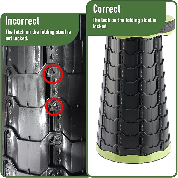 Upgraded Foldable Stool Thickened, Portable Collapsible Stool Retractable Stool for Fishing, Hiking Tours, BBQ, Parties, Outdoor Activities (Olive Green)