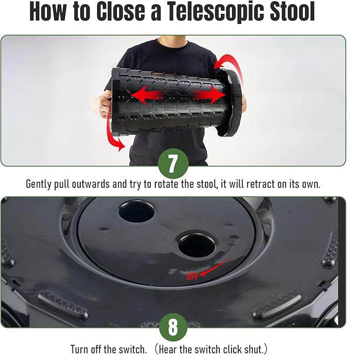 Upgraded Foldable Stool Thickened, Portable Collapsible Stool Retractable Stool for Fishing, Hiking Tours, BBQ, Parties, Outdoor Activities