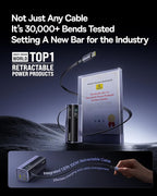 Baseus Laptop Power Bank, 20,000mAh 145W Small Portable Charger Built-in Retractable Cable, 4-Port PD Fast Charging Battery Bank with Smart Display, for iPhone/MacBook/Samsung/Dell/HP, and More