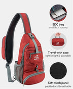 WATERFLY Packable Small Crossbody Sling Backpack Shoulder Chest Bag Daypack for Hiking Traveling