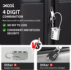 TSA Approved Locks for Luggage, 2 Pack Combination Travel Steel Cable Lock, Re-settable 4 Digit Padlocks with Inspection Indicator, Alloy Body Keyless Padlock for Lockers, Backpacks, Bags - Silver