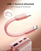 INIU Portable Charger, Ultra Mini 10000mAh 45W Fast Charging Power Bank, USB C Battery Pack with Cable, Flight-Safe Travel Powerbank for iPhone 17, Xiaomi 17 Pro, Teen Girls, Student, Light Purple