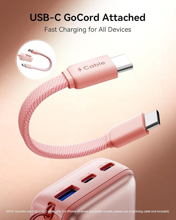 INIU Portable Charger, Ultra Mini 10000mAh 45W Fast Charging Power Bank, USB C Battery Pack with Cable, Flight-Safe Travel Powerbank for iPhone 17, Xiaomi 17 Pro, Teen Girls, Night Out, Light Green