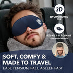 3D Contoured Sleep Mask for Side Sleepers - 100% Light Blocking Sleeping Mask for Men & Women, Soft and no Pressure on Eyes - Airplane Blindfold, Night Eye Cover for Travel, Meditation, Yoga, Black