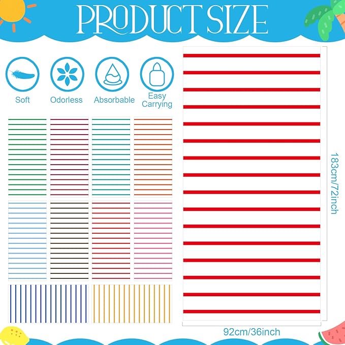 EBOOT 10 Pack Oversized Beach Towel Set Extra Large Pool Towels Microfiber Quick Dry Swim Blanket for Adult Women Men Face Hand Body Bath Travel Pool (Mixed Color,36 x 72 Inch,Classic Stripe)