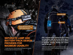 Fenix HP30R v2.0 Headlamp, 3000 Lumen Rechargeable Heavy-Duty with Spotlight & Floodlight, Detachable Power Pack and LumenTac Organizer, Black