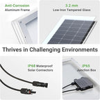 Traver Force 100W 12V 10BB Monocrystalline Solar Panel, Up to 25% High Efficiency Module with Grade A+ Cells, Waterproof for RVs, Motorhomes, Cabins, Marine, Boat，2pcs