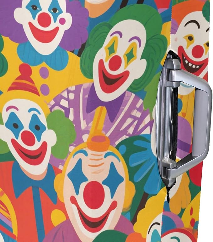 Colorful Cartoon Cute Clown Elastic Large Luggage Cover Washable Elastic Suitcase Covers Luggage Protector Fit 18-32 Inch Luggage, Colorful Cartoon Cute Clown, XL 29-32 in, casual