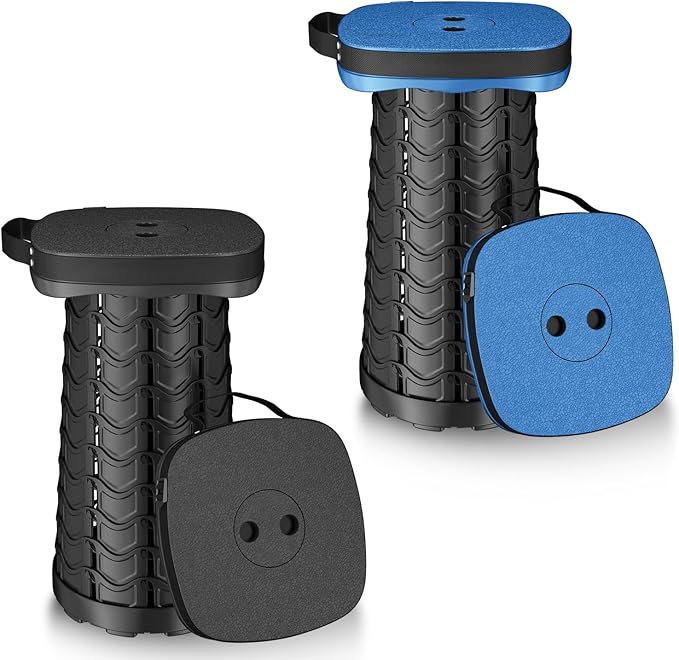 2 Pack Collapsible Stool - Lightweight Folding Stool, 485lbs Capacity, Portable for Adults, Camping, Fishing, Hiking, Outdoor, Travel
