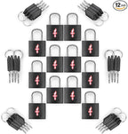 12-Pack Black Neon Square TSA Approved Luggage Lock for Suitcases, Carry-On Bags, Backpacks & Laptop Cases
