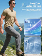 FREE SOLDIER Men's Outdoor Cargo Hiking Pants with Belt Lightweight Waterproof Quick Dry Tactical Pants Nylon Spandex