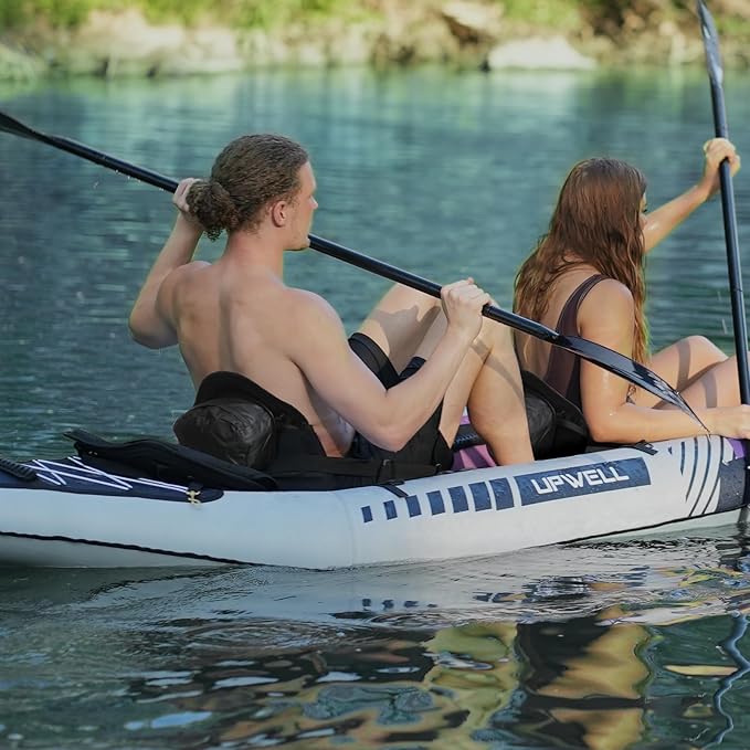 UPWELL Universal Kayak Seat with Detachable Storage Bag & 4 Adjustable Strap, Paddle Board Seat with Memory Foam Padded and Backrest for Kayak, Canoe, Sup