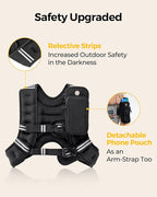 PACEARTH Weighted Vest,4lb/6lb/10lb/12lb/16lb/20lb/25lb/30lb Weight Vest with Reflective Stripe, Body Weight Vests Adjustable for Men, Women Workout, Strength Training, Running, Walking, Jogging