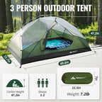 Forceatt Tent for 2 and 3 Person is Waterproof and Windproof, Camping Tent for 3 to 4 Seasons,Lightweight Aluminum Pole Backpacking Tent Can be Set Up Quickly,Great for Hiking