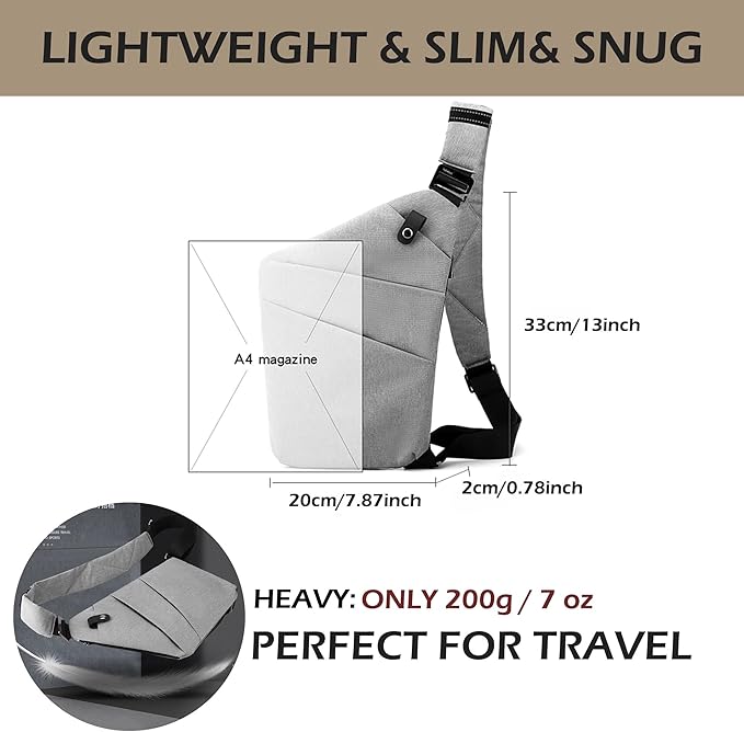 Anti Theft Crossbody Bags for Women Men, Multi-Pocket Shoulder Bag, Slim Sling Purse with 2 RFID Blocking Card (Right Shoulder-Pink Purple)