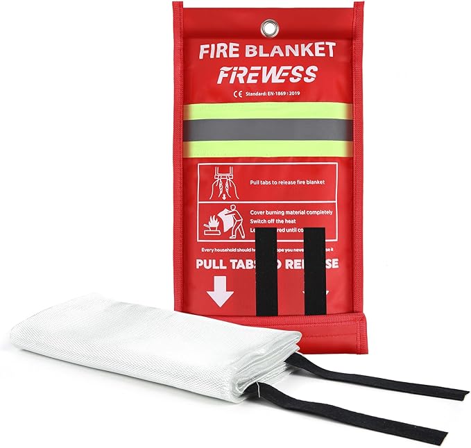 Emergency Fire Blanket, 1 Pack Fiberglass Flame Retardant Fire Blankets Emergency for Home, Kitchen, Car, Office, Grill, 39.4X 39.4inch Fire Extinguisher Blanket
