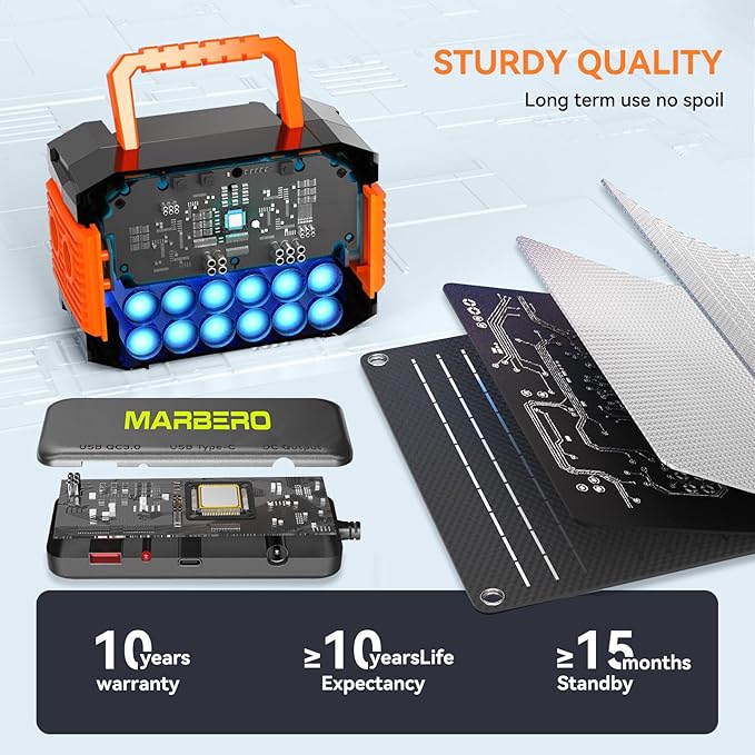 MARBERO 88.8Wh Portable Power Station with 30W Solar Panel 150W Peak Camping Solar Generator Power Bank with AC Outlet(2*AC,2*USB A, 2*USB C,) for Outdoor Travel Home Emergency Blackout Hurricane