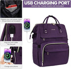 LOVEVOOK Laptop Backpack for Women,15.6 Inch Professional Womens Travel Backpack Purse Computer Laptop Bag Nurse Teacher Backpack,Waterproof Work Bags Carry on Back Pack with USB Port,Dark Purple