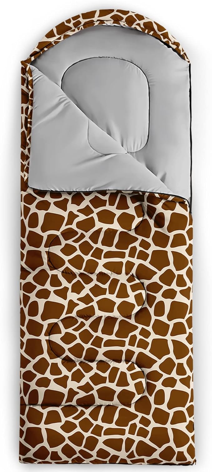 QOOMO Animals Camping Sleeping Bags,3 Season Warm & Cool Weather,Lightweight,Waterproof Sleeping Bags for Adults & Kids,Traveling,and Outdoors,Camping Gear Equipment