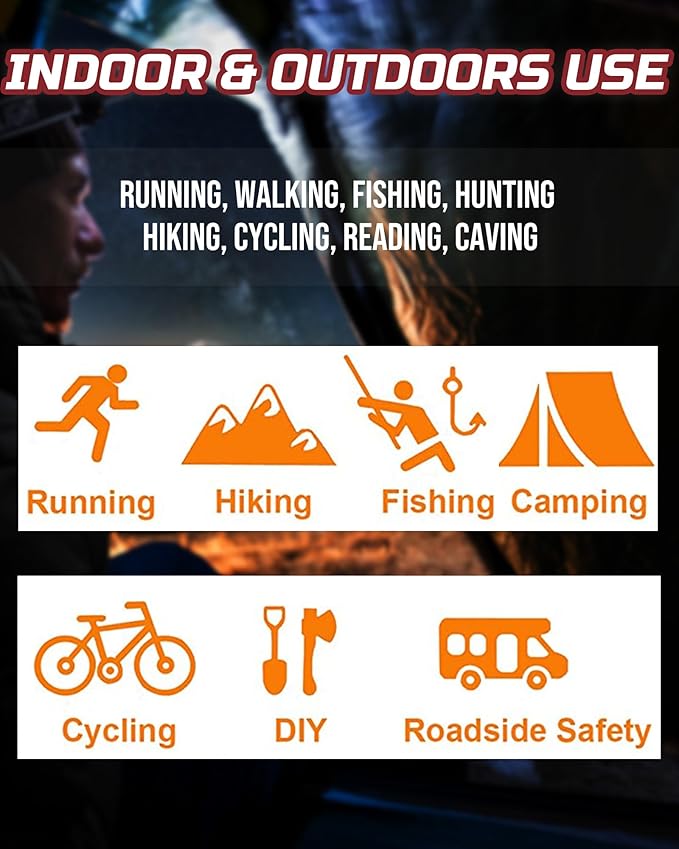 Lichamp Camping Headlamp Flashlight 8 Pack, Outdoor Super Bright COB Head Lamp Gear for Running, Reading, Hiking, Walking, Climbing, Fishing, Hunting, Jogging, Headlight Multipack for Adults, Kids