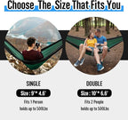 Grassman Camping Hammock Double & Single Portable Hammock with Tree Straps, Lightweight Nylon Parachute Hammocks Camping Accessories Gear for Indoor Outdoor Backpacking, Travel, Hiking, Beach
