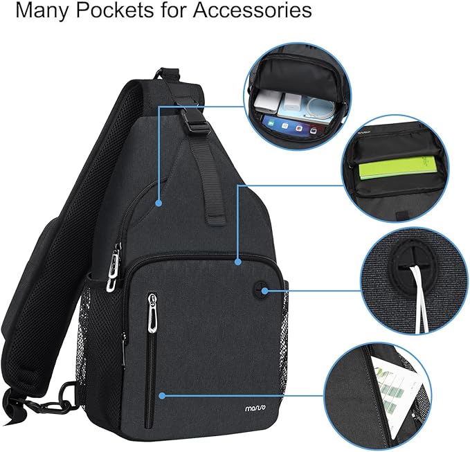 MOSISO Sling Backpack Bag, Crossbody Shoulder Bag Travel Hiking Daypack Chest Bag with Front Square Pocket&USB Charging Port