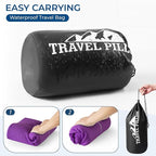 Travel Pillow Memory Foam Pillows, Ergonomic Wave Cervical Neck Pillow for Neck Pain Relief, Compressible Medium Firm Side Sleeper Pillow, Ideal for Camping, Office, Home & Bed (Purple, S)