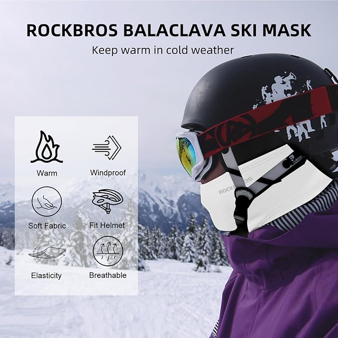 ROCKBROS Cold Weather Balaclava Ski Mask for Men Windproof Thermal Winter Scarf Mask Women Neck Warmer Hood for Cycling