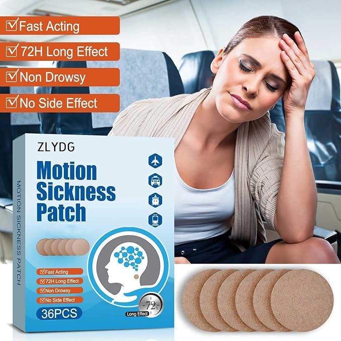 Motion Sickness Patch, 36 PCS Sea Sickness Patch for Cruise,Dizziness Resulted from Travel of Cars, Ships, Airplanes (1 Box)