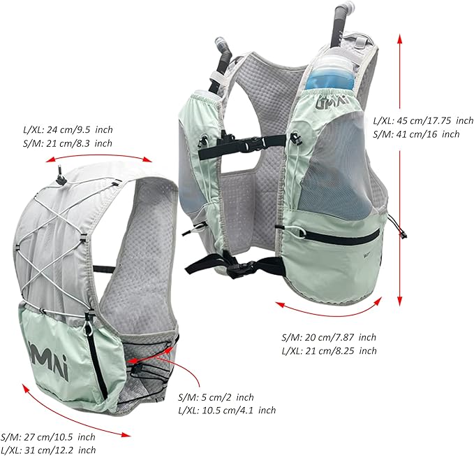 Umai Hydration Running Vest, Hydration Vest with Two Flasks, Green