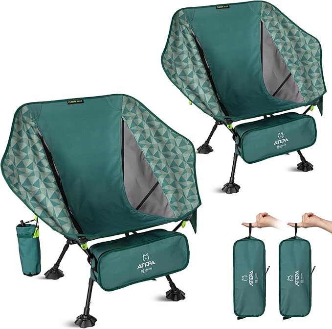 ATEPA UFO3.0 Backpacking Camping Chair, Ultralight Extra Wide Comfortable Folding Chairs 330lbs Heavy Duty Portable Hexagon Ergonomic Height Adjustable Seat with Anti-Sinking Feet for Hiking Outdoor