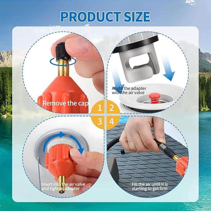 Paddle Board Pump Adapter,High‑Pressure Inflator Nozzle,Premium Inflatable Boat SUP Pump Adapter,Paddle Board Air Pump Adapter,Fits Kayaks,SUPs,Stand Up Paddle Board(Orange & Black)